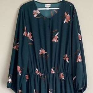 Ava & Viv Dark Green Floral Flowy Dress Womens 4X